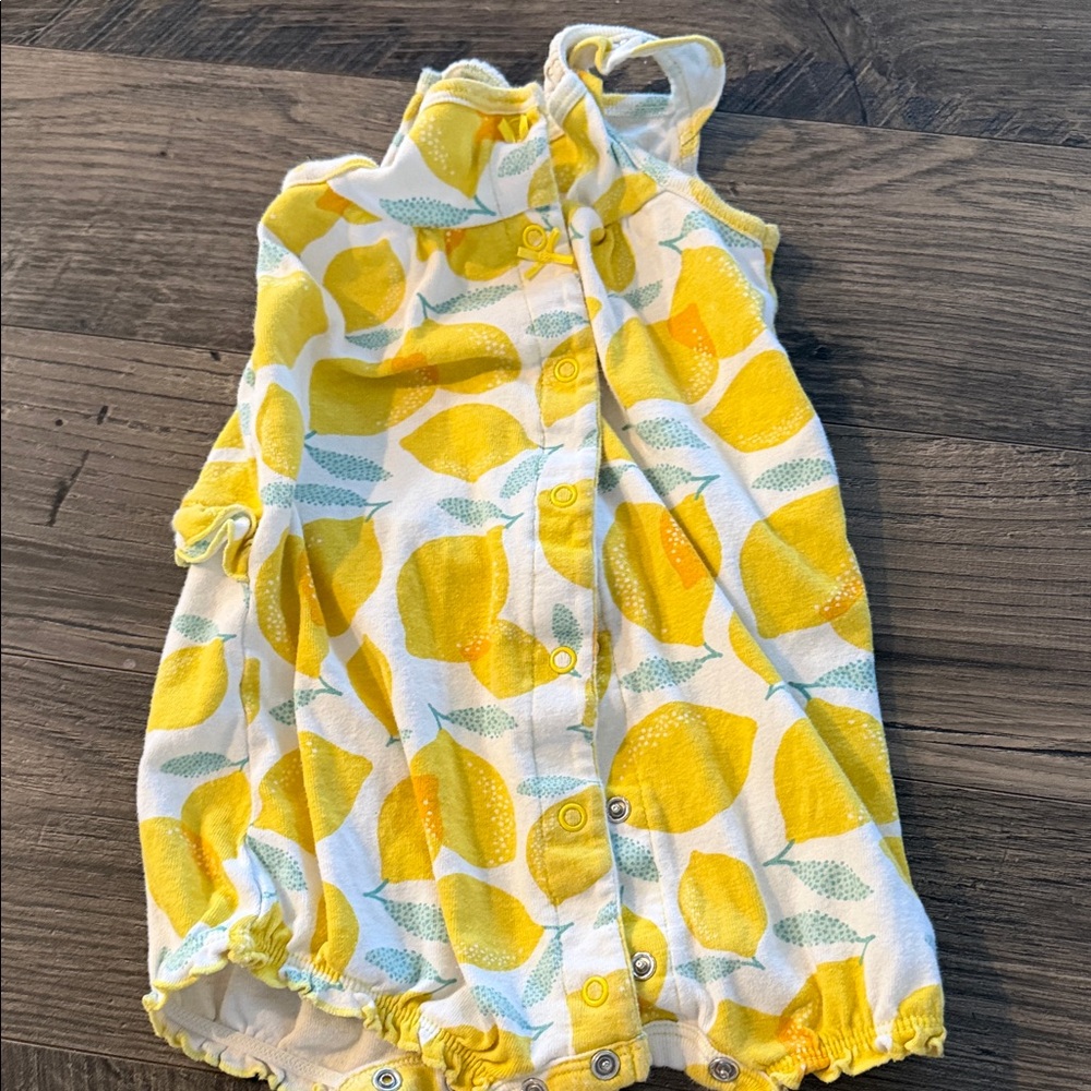 Carter's Yellow & White Lemon Print Romper